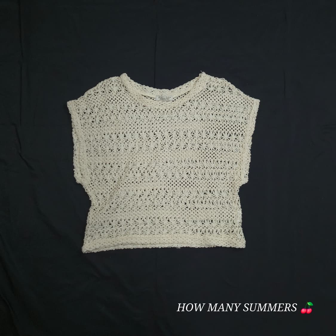​일본 빈티지 크로쉐 니트 조끼 펀칭 레이스 반팔 탑 여름 레이어드 뷔스 상품이미지1