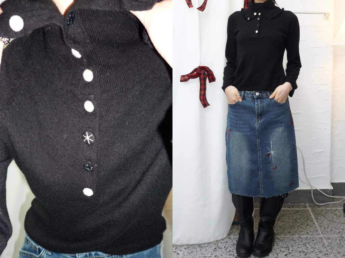 buttons detail black knit 상품이미지1