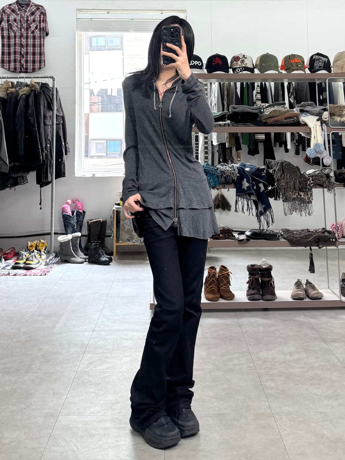 Oe-ro:z 투웨이 레이어드 후드 집업 상품이미지1