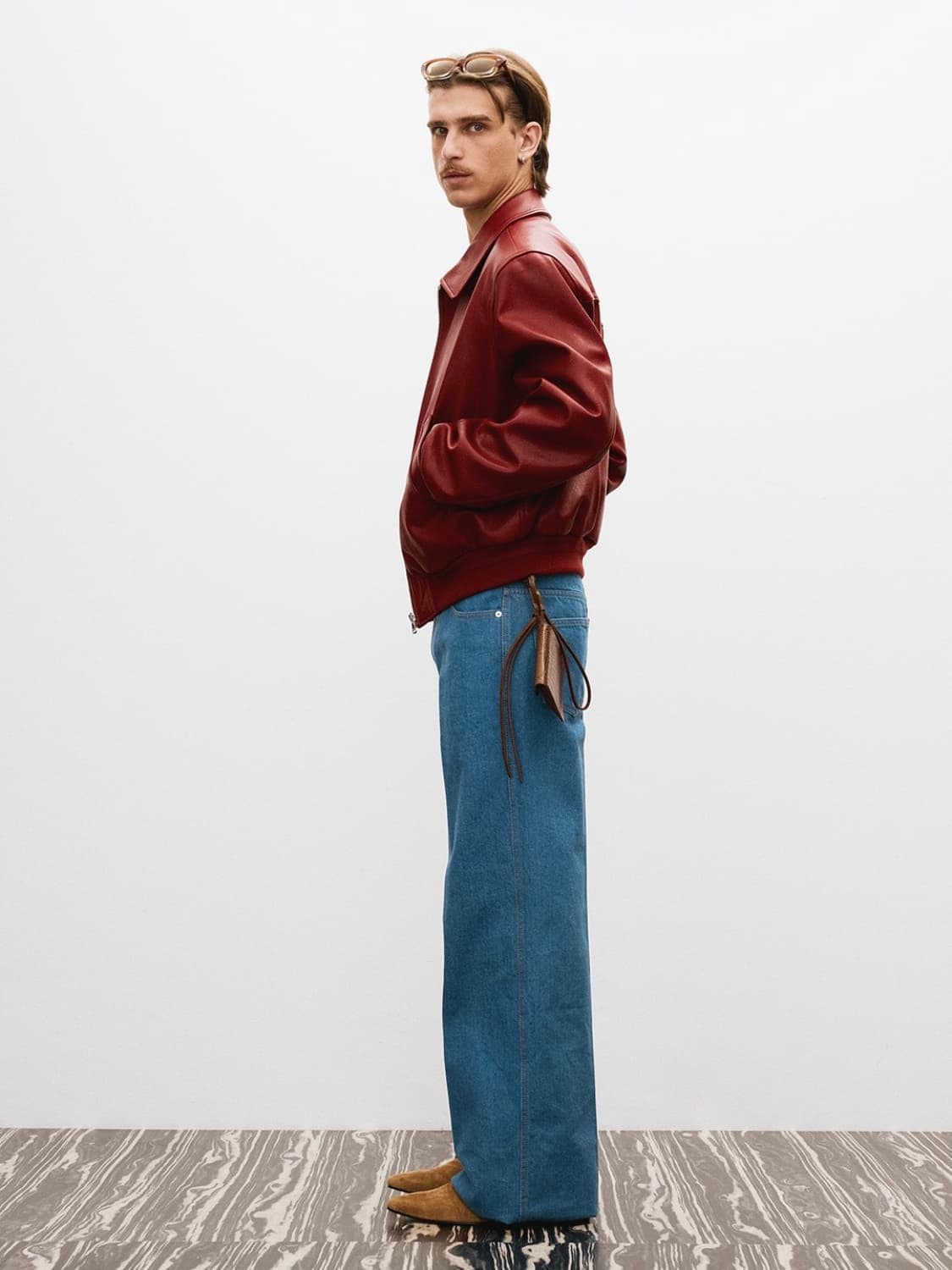 [M] 렉토 시그니처 벤 21 레더 가죽 블루종 점퍼 자켓 빈티지 레드 상품이미지6