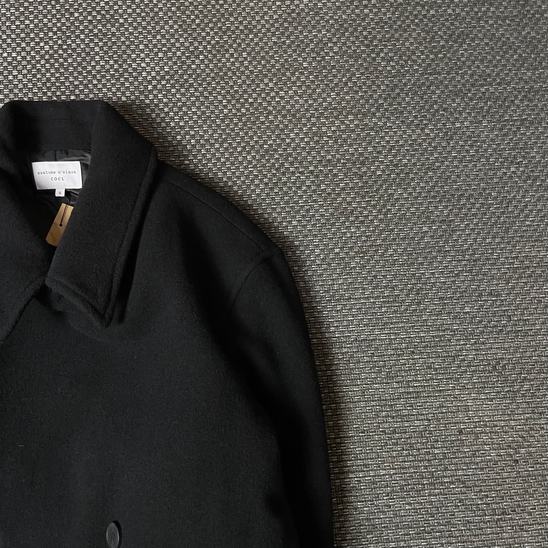 커스텀어클락 블랙 울 더블코트 S 상품이미지3