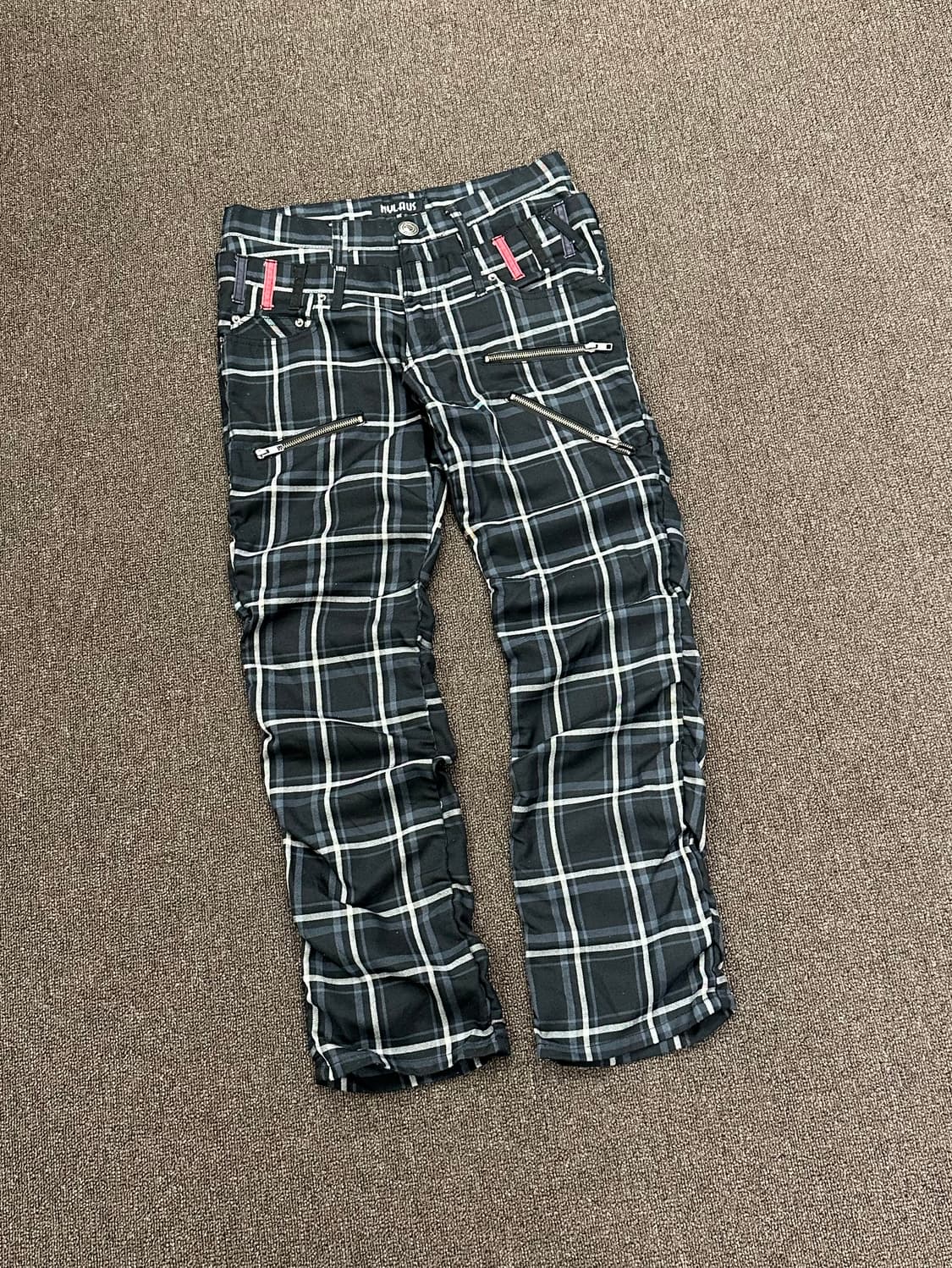 82)Nylaus vintage 레이어드 체크패턴 네이비 팬츠 상품이미지1