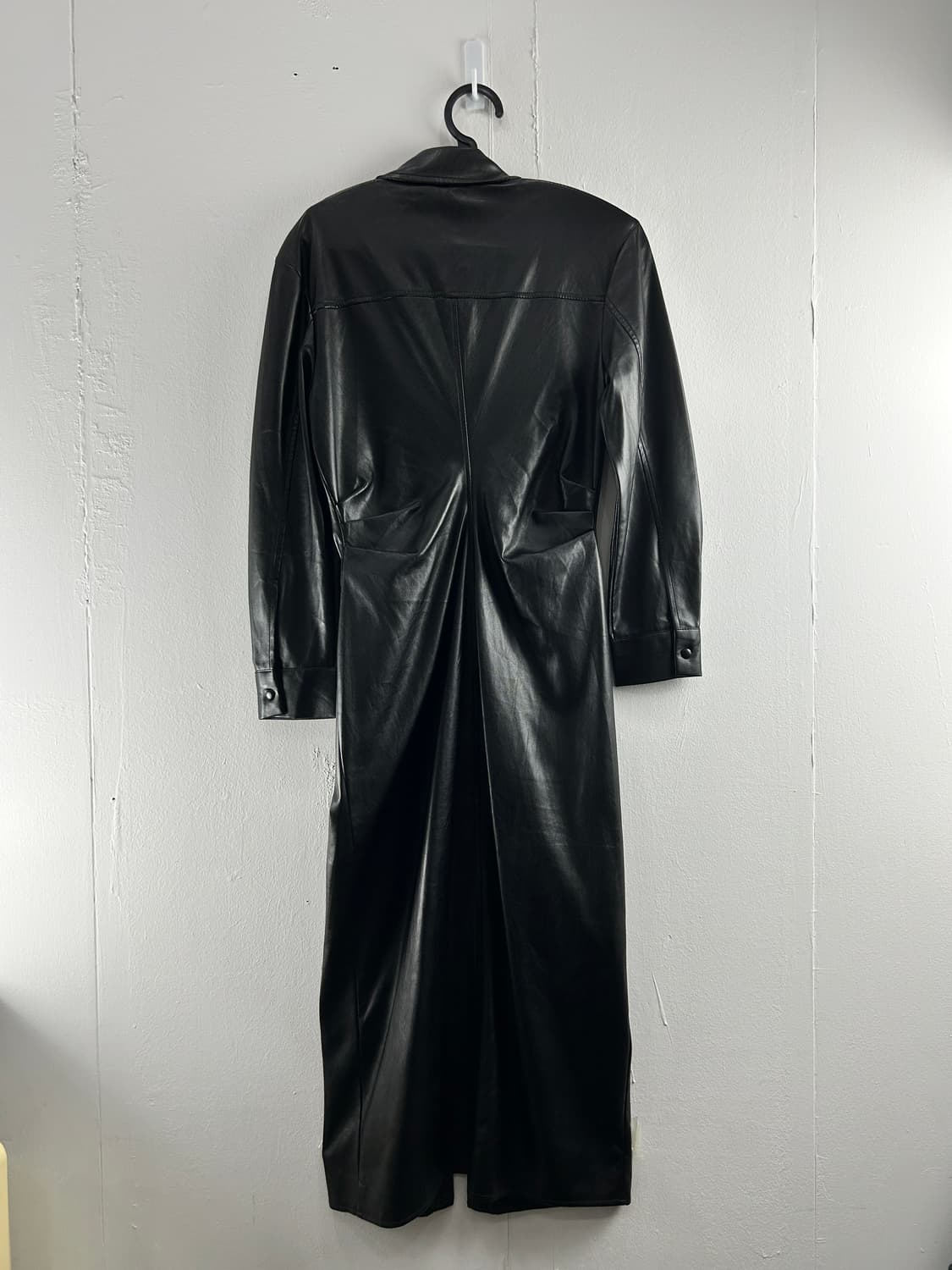 자라 ZARA 블랙 레더 셔링 카라 롱 원피스 XS 상품이미지2