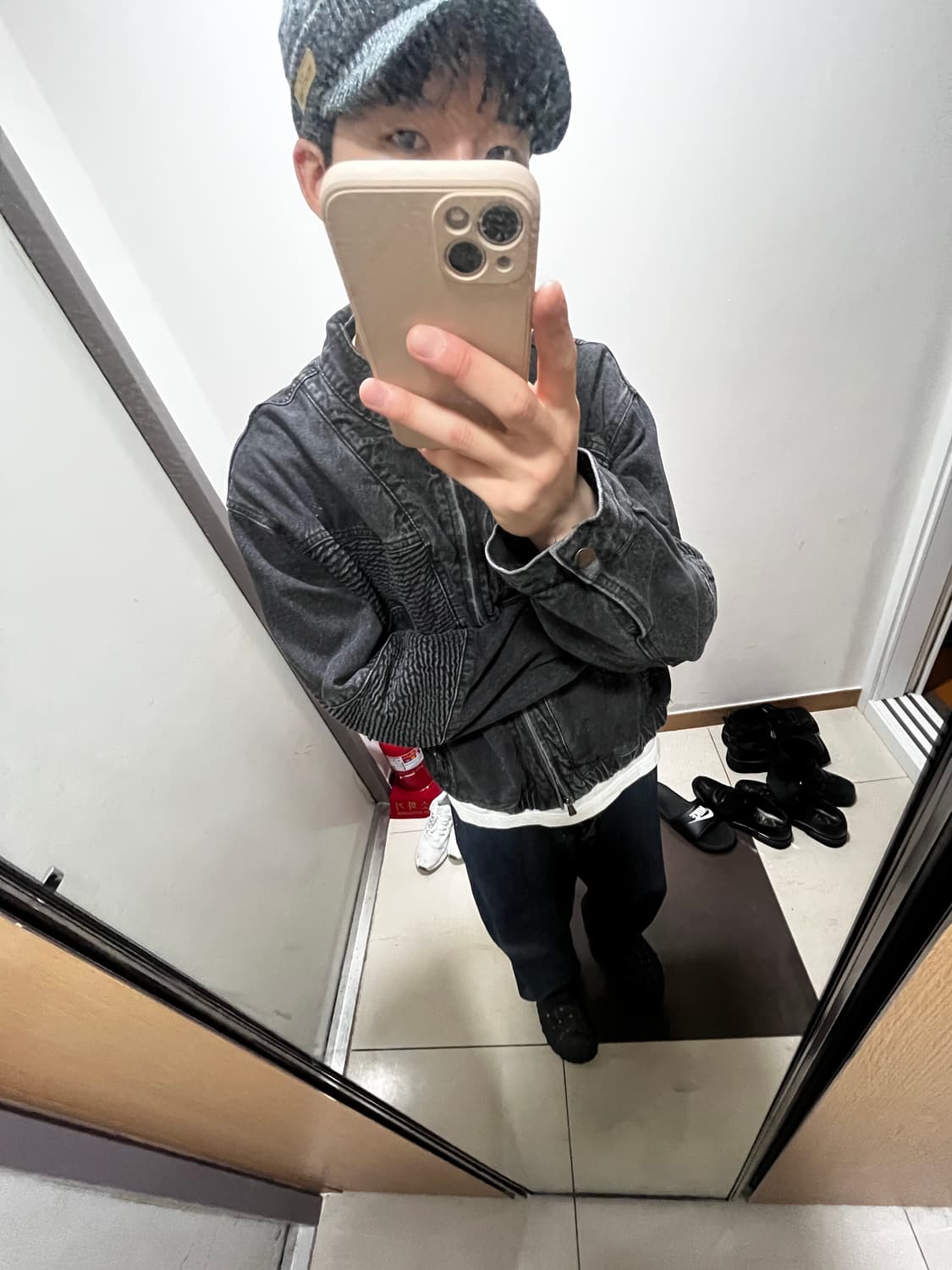 디미트리블랙 워시드 데님 바이커 자켓 상품이미지2