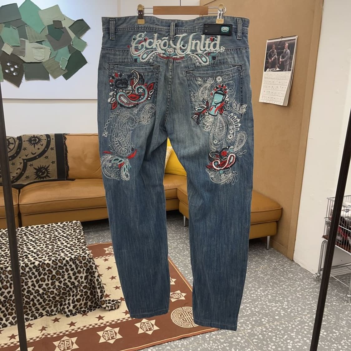 에코리미티드 올드스쿨 키치 펑크 자수 데님팬츠 36인치 C08911 상품이미지3