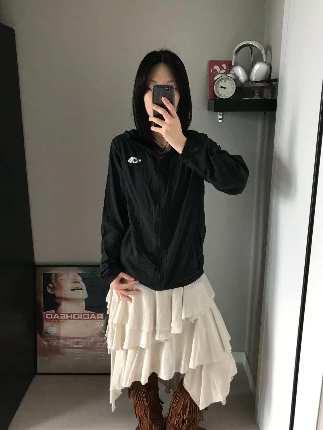 노스페이스 로고 나일론 바람막이 자켓 블랙 . price : 48,000 상품이미지3