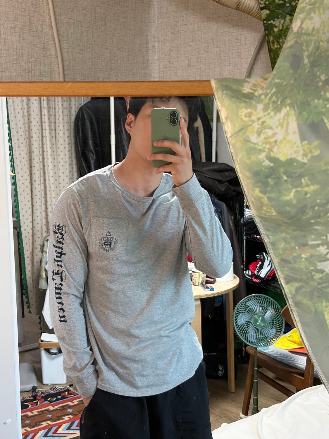 L) 폴로 랄프로렌 포켓 소매 로고 긴팔 티셔츠 그레이 상품이미지9
