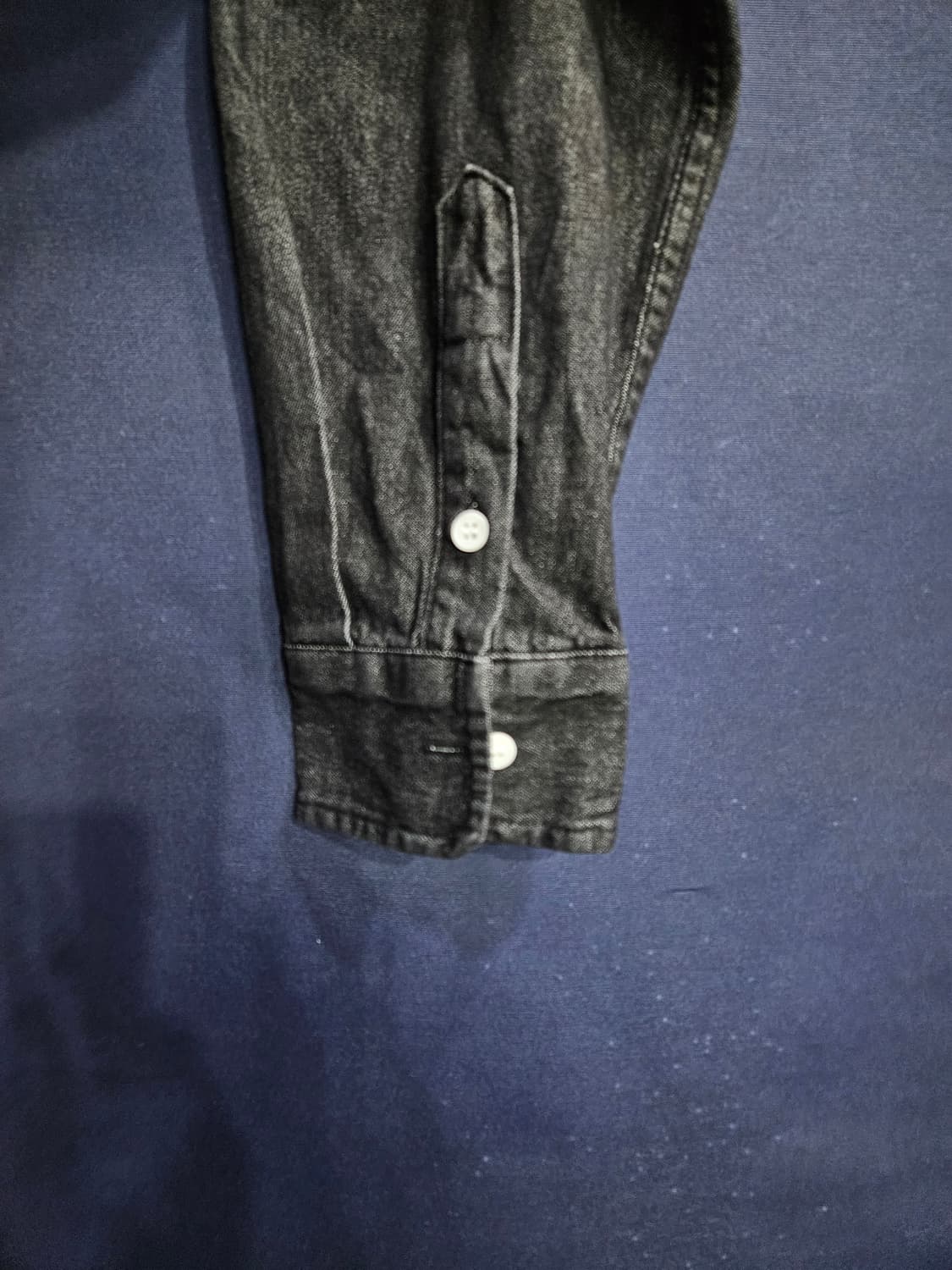 플라스틱 프로덕트 멜란지 블랙 남성 오버핏 90~95 데님 긴팔셔츠  상품이미지5