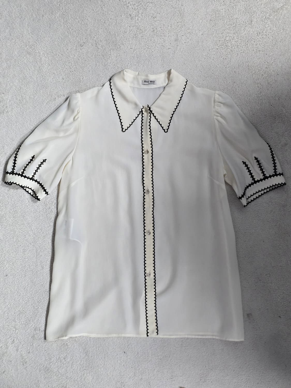 miumiu 미우미우 화이트 스칼럽 카라 실크 블라우스 38 상품이미지5