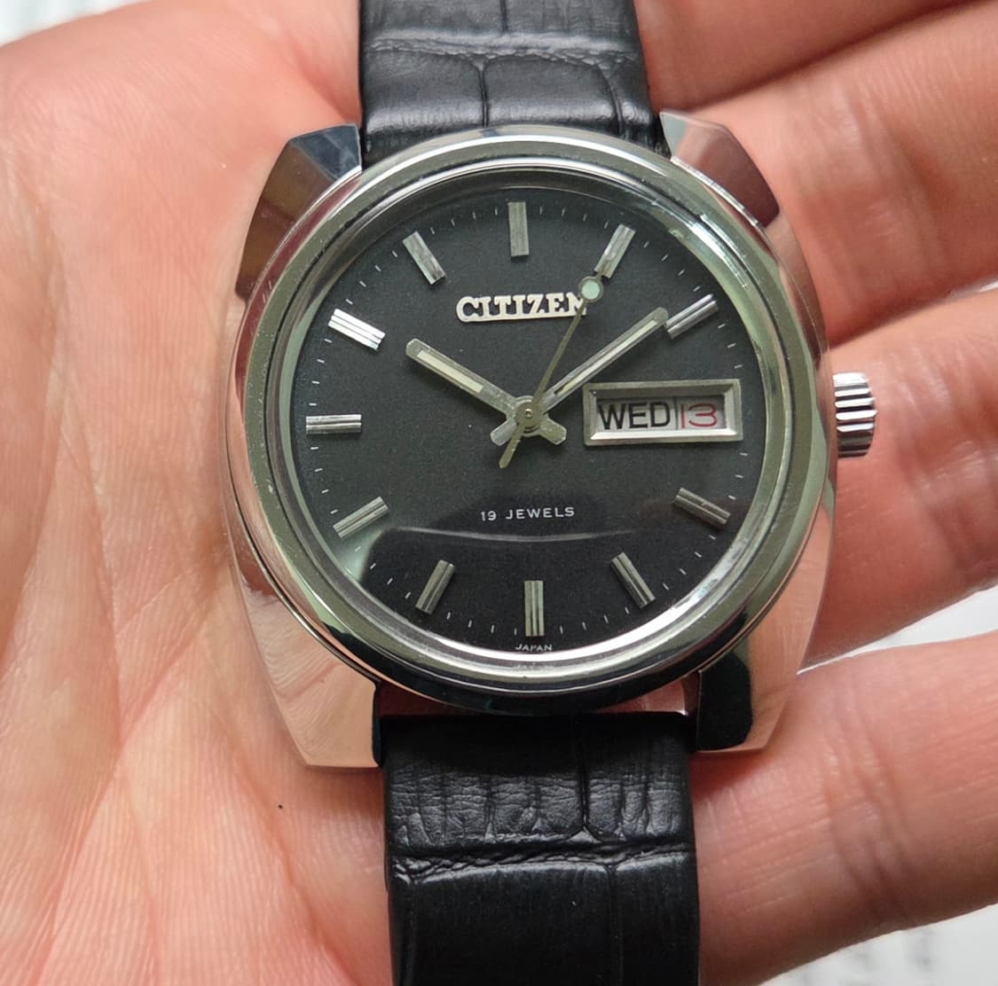 빈티지 시티즌 점보 매트블랙 물방울초침 데이데이트 수동 메커니컬   상품이미지7