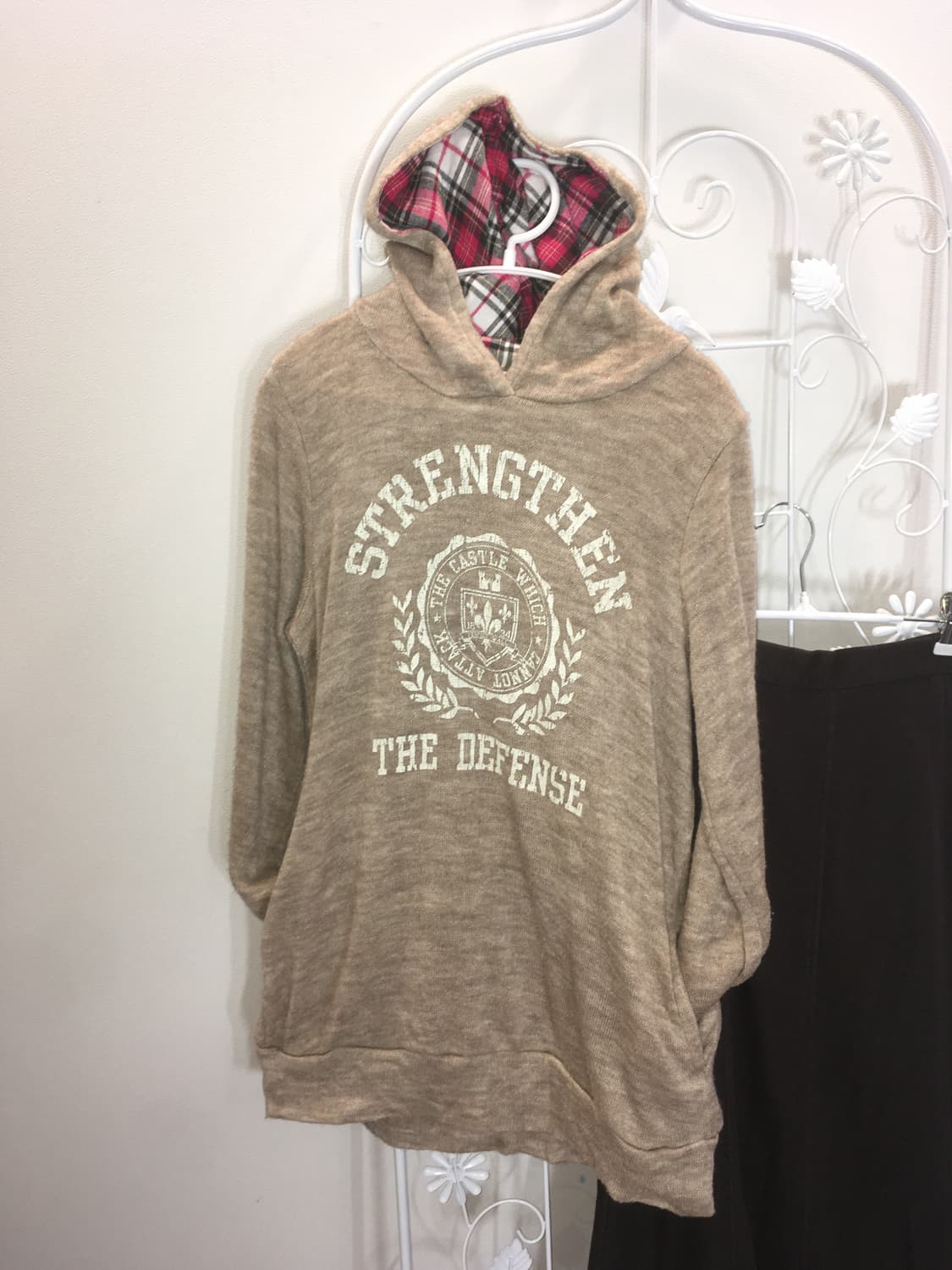 jpn vintage beige knit check hood t  상품이미지6