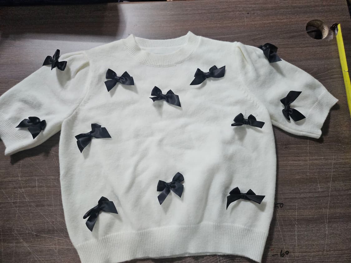 화이트 리본 반팔 니트 M 상품이미지1