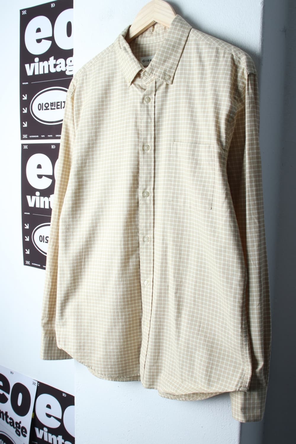 (XL-2XL) 지오다노 셔츠 남방 체크 노랑 아메카지-H33284 상품이미지1