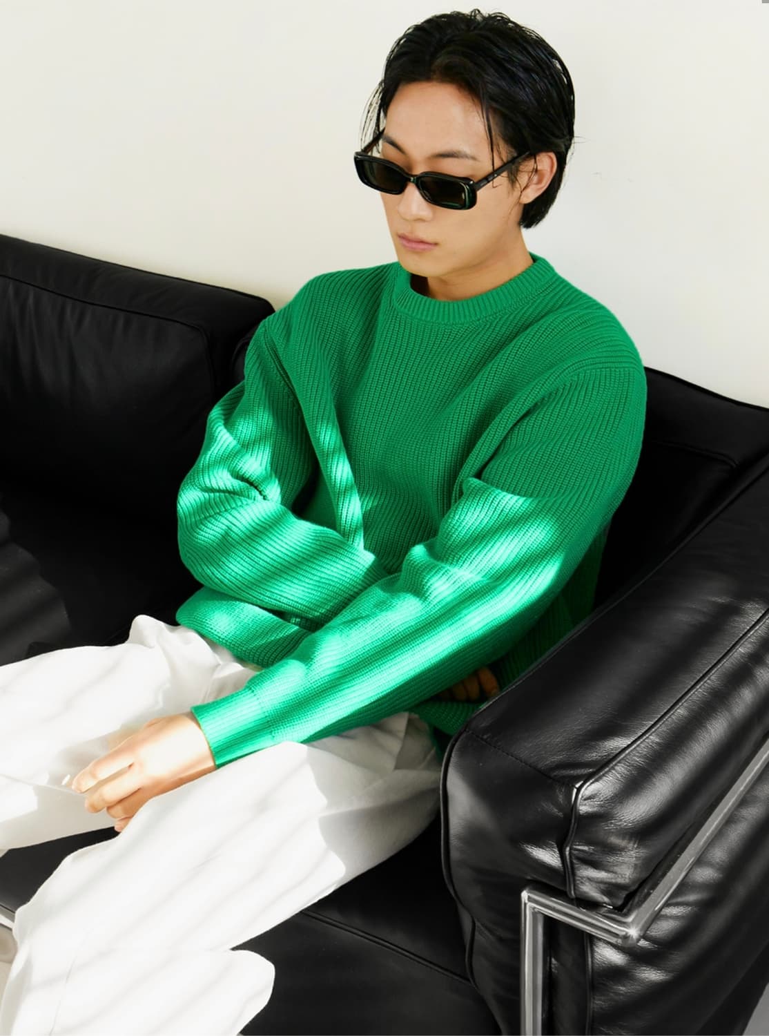 인템포무드 하찌 엘보 볼륨 풀오버 (그린어스/L) 상품이미지1