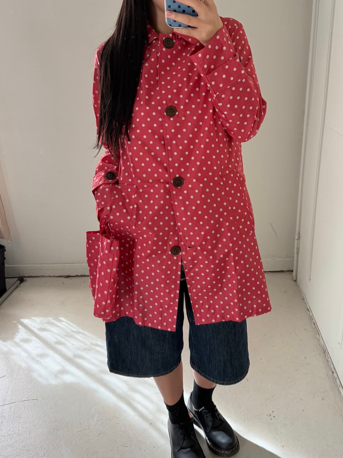 일본빈티지 핑크 도트 레인코트 상품이미지2