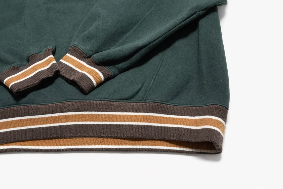 JPN 일본 빈티지 GU 딥그린 배색 스트라이프 기모 후드티 상품이미지4