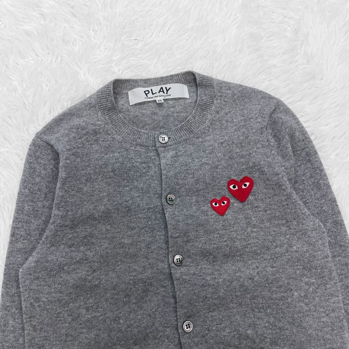 꼼데가르송 더블 하트 울 라운드 가디건 그레이 상품이미지3