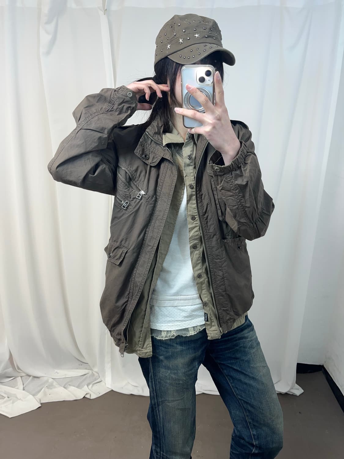 Y2K 브라운 유틸리티 자켓 상품이미지5