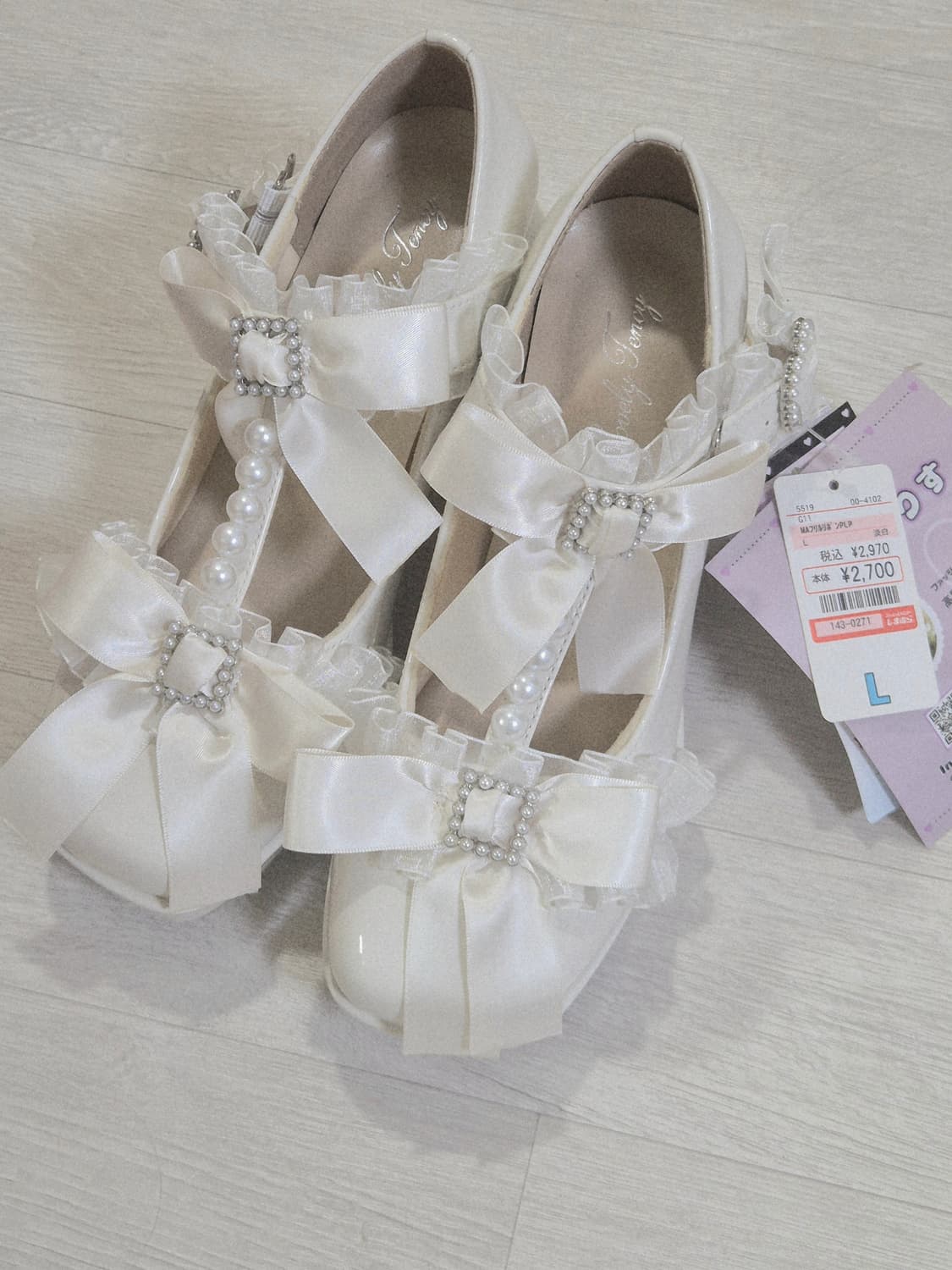 화이트 리본 레이스 프릴 로리타 빈티지 히메 갸루 구두  상품이미지1