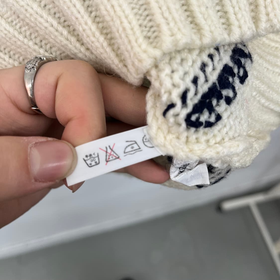 핸드메이드 아이보리 패턴니트 남L 상품이미지5