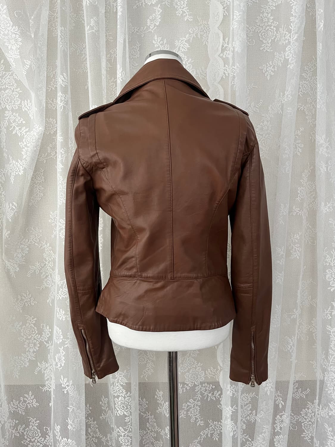 S) 마시모두띠 양가죽 라이더 자켓 브라운 상품이미지3