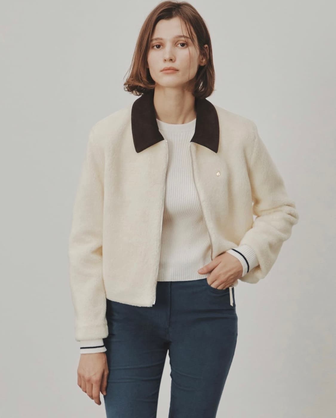 아비에무아 퍼 시어링 크롭 자켓 상품이미지1