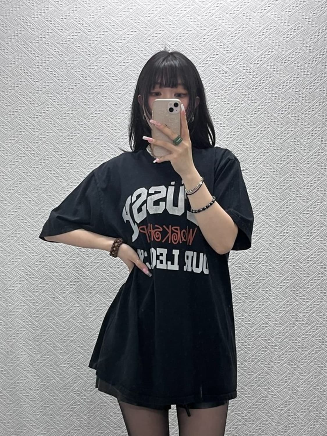 스투시X아워레가시 캐주얼 스트릿 펑크 프린팅 반팔티 L C12227 상품이미지1