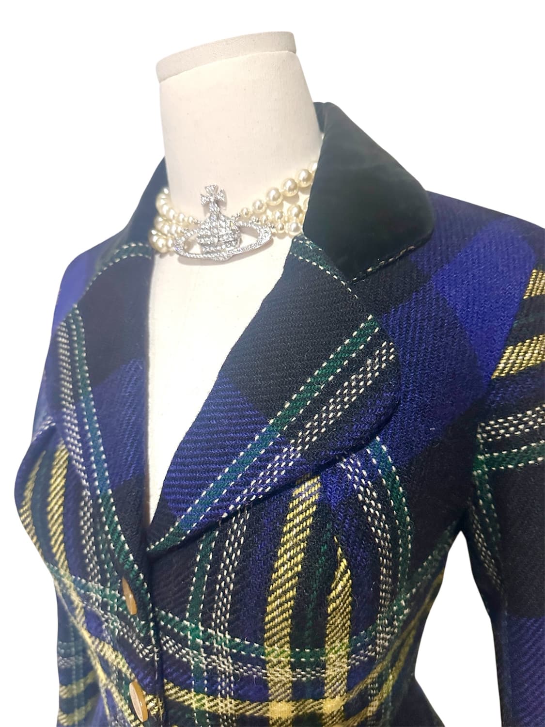 비비안웨스트우드 90년대 레드라벨 트위드 orb 체크 자켓 상품이미지4