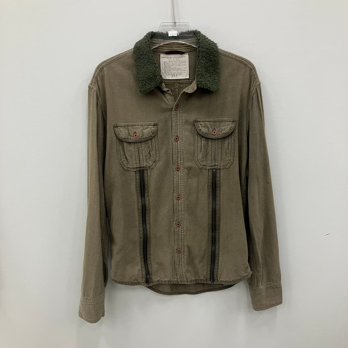 G.O.A 밀리터리 보아 플리스 칼라 기믹 지퍼 버튼 셔츠 상품이미지1