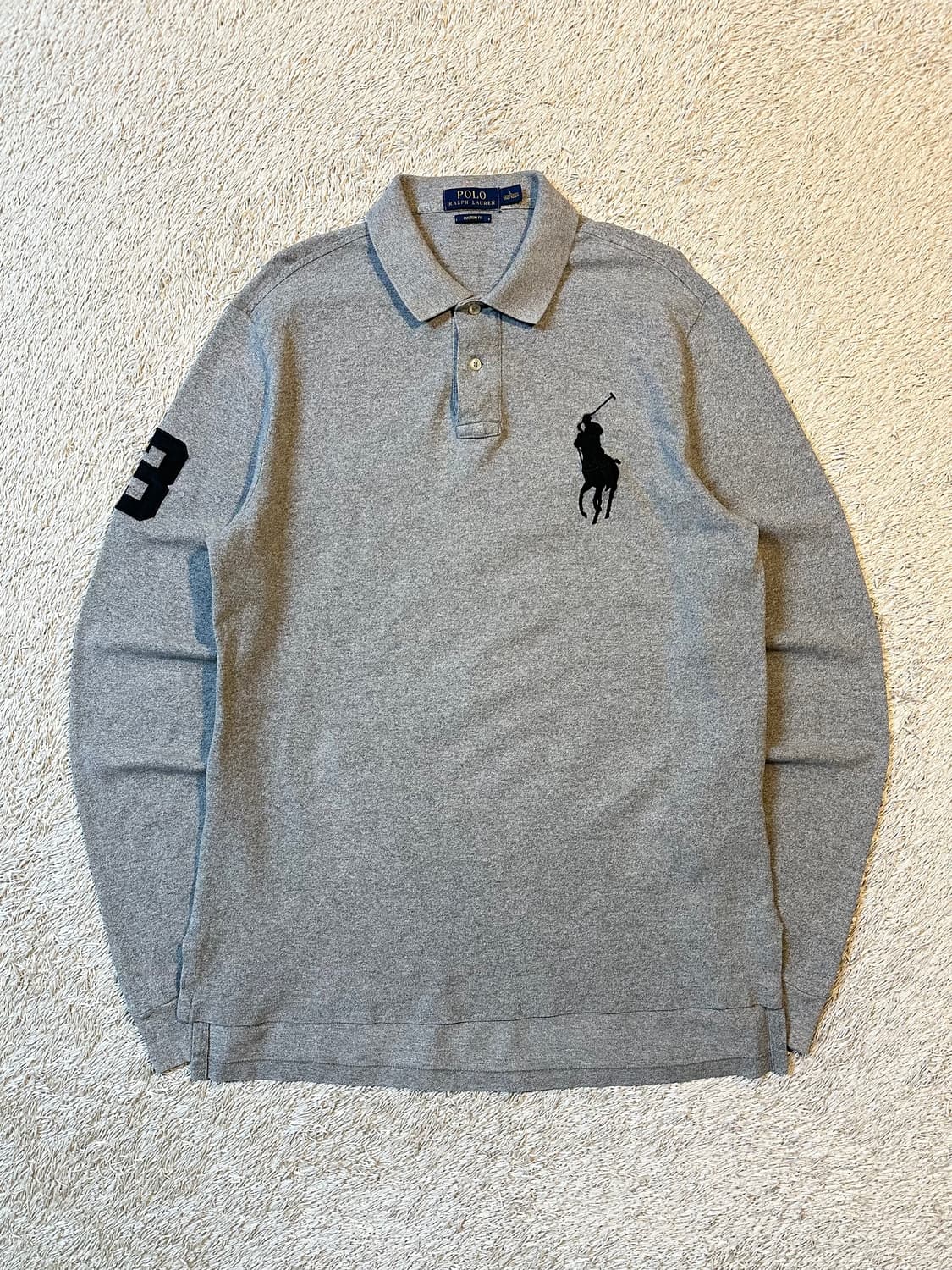 폴로 랄프로렌 신형 커스텀핏 빅포니 로고 PK 긴팔 카라티 그레이 상품이미지1