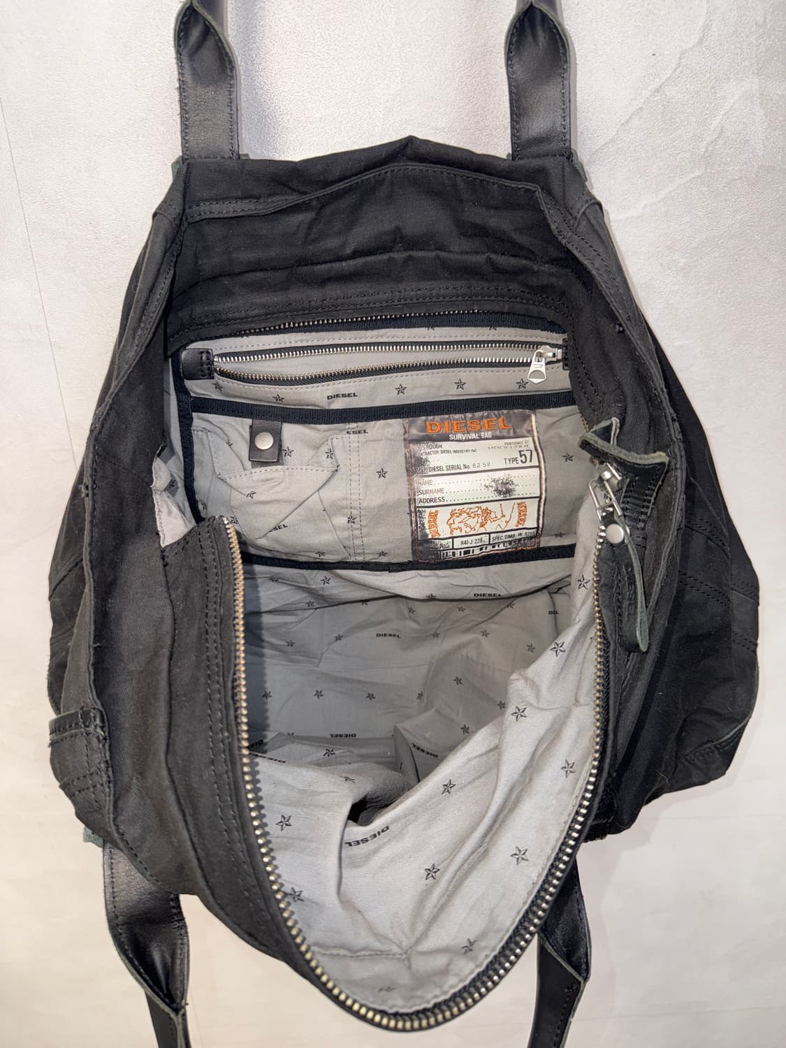 DIESEL black cotton leather boston bag 상품이미지6