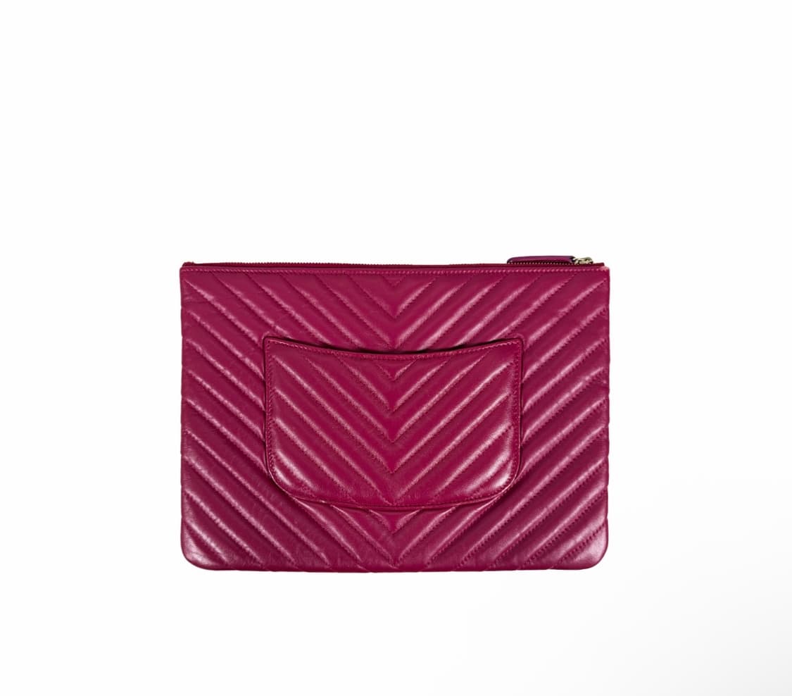 샤넬 클래식 쉐브론 램스킨 클러치 버건디 금장 미디움 뉴미듐 A82545 상품이미지3