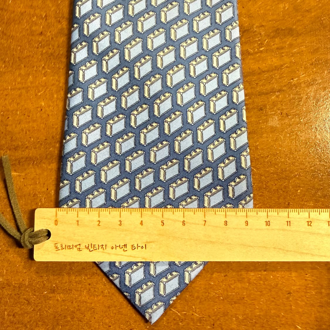 에르메스 HERMES 블루 수트케이스 패턴 실크 넥타이 상품이미지6