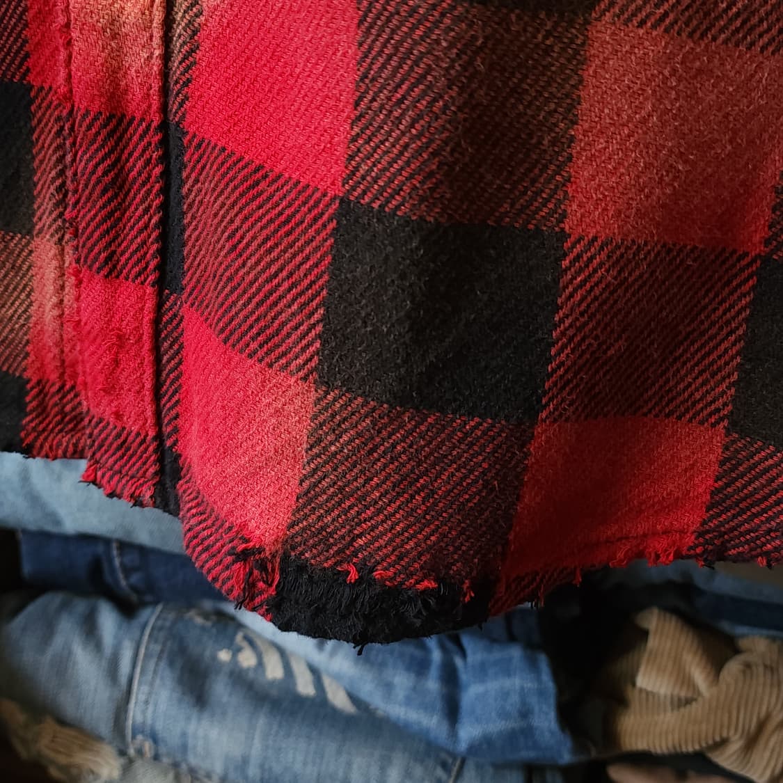 90s 빈티지 체크셔츠 헤비 플란넬 워크셔츠 썬페이딩 레드 윈도우 L 상품이미지10