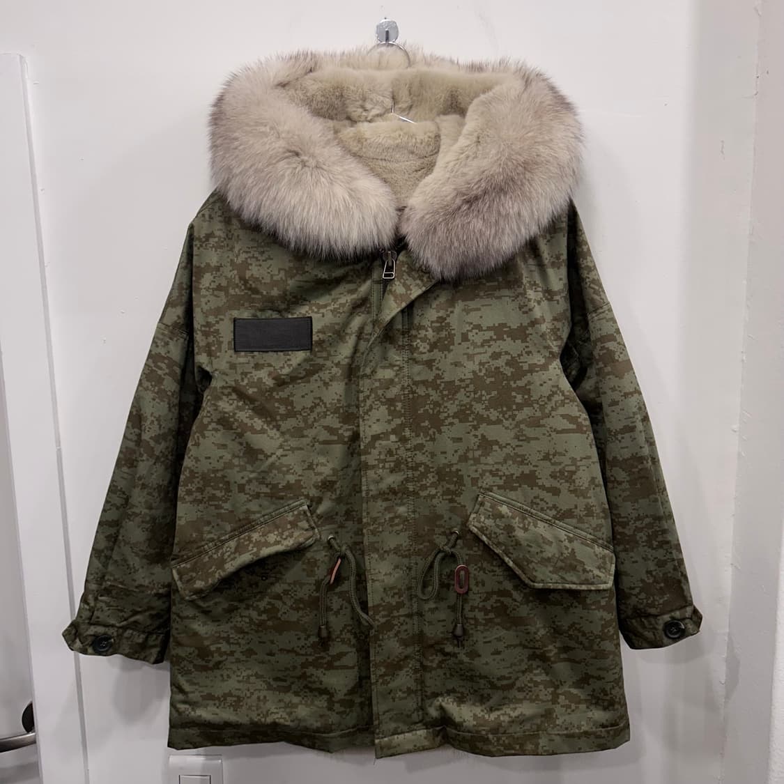 탑 이슈 폭스모헤어 밀리터리 패턴 야상 패딩 상품이미지2