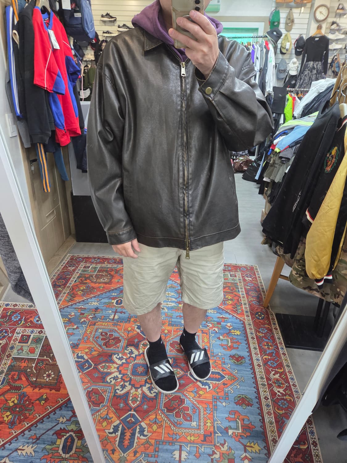 러기드하우스 빈티지워싱 투웨이 레더 자켓 xxl 상품이미지8