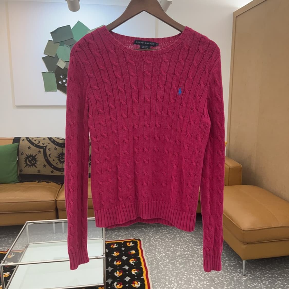 폴로 랄프로렌 Y2K 00's 핫핑크 꽈배기 케이블 니트 M C07360 상품이미지3
