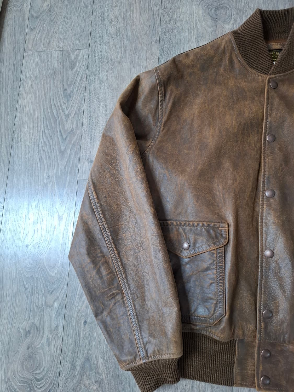 M 23fw 더블알엘 A-1 인디고 레더 보머 자켓 상품이미지3