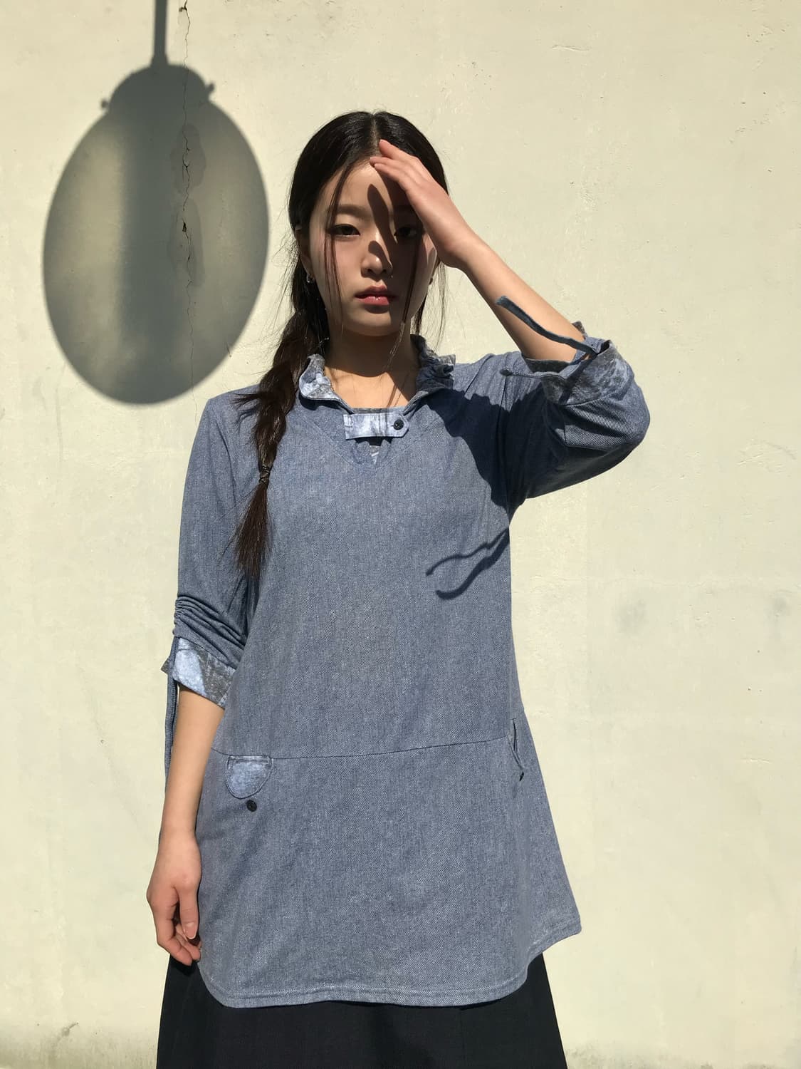 블루 스트링 소매 원피스  상품이미지7