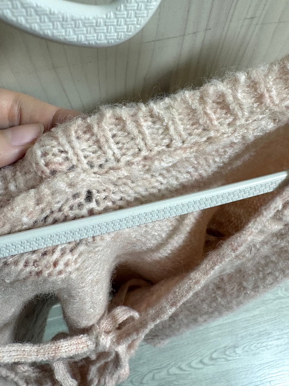 빈티지 연핑크 오프숄더 니트 상품이미지2