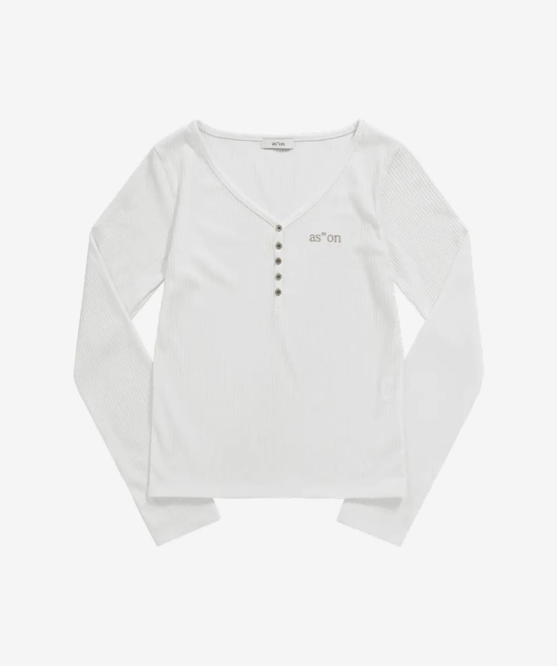 애즈온 버튼 티 아이보리 WISH RIBBED BUTTON TEE 상품이미지2