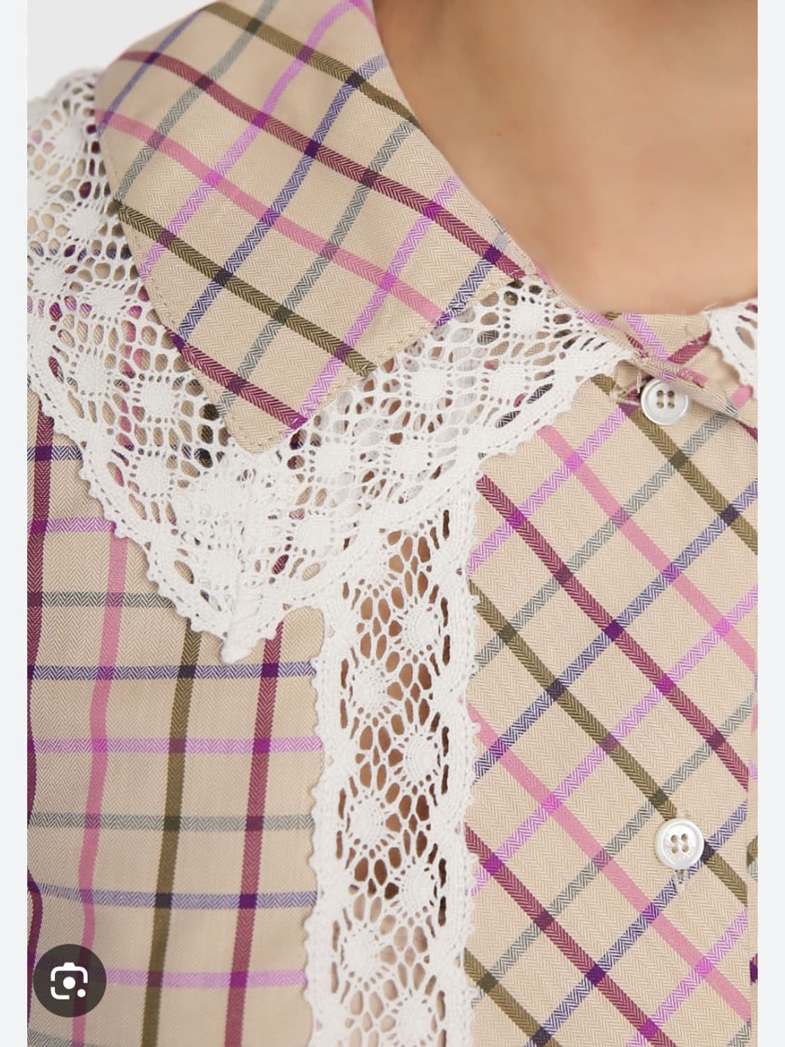 정품)막스마라 38사이즈(55~66) 막스마라 체크 레이스 블라우스 상품이미지7