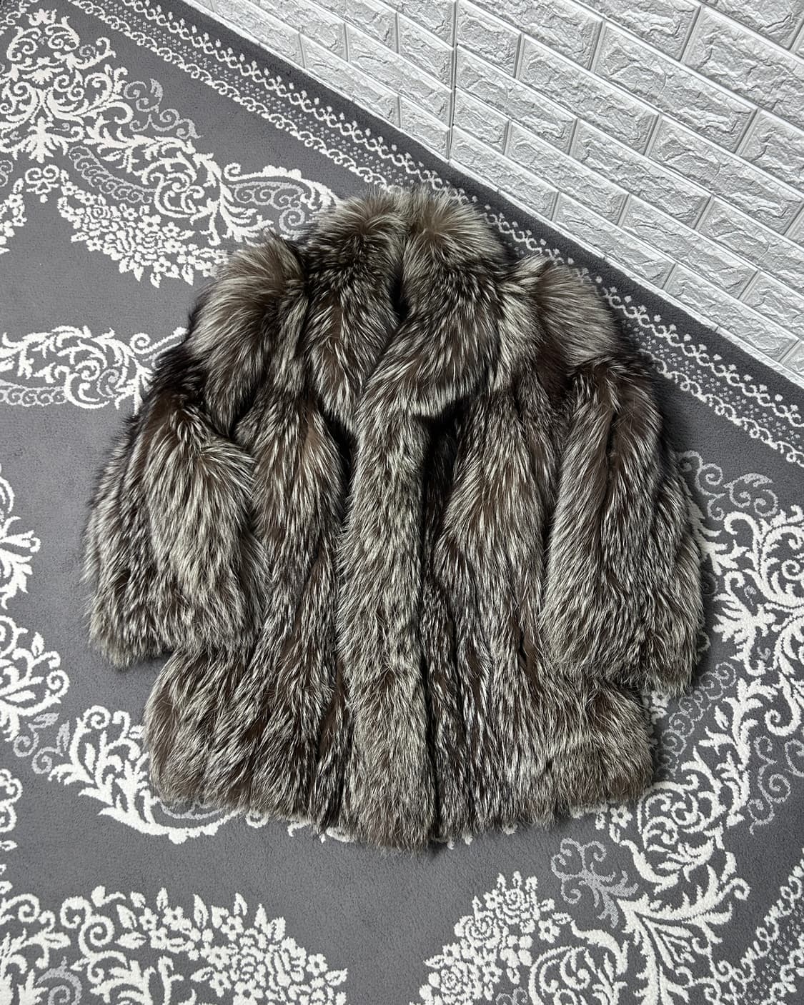 사가 폭스 베이지 믹스 퍼 코트 자켓 상품이미지1