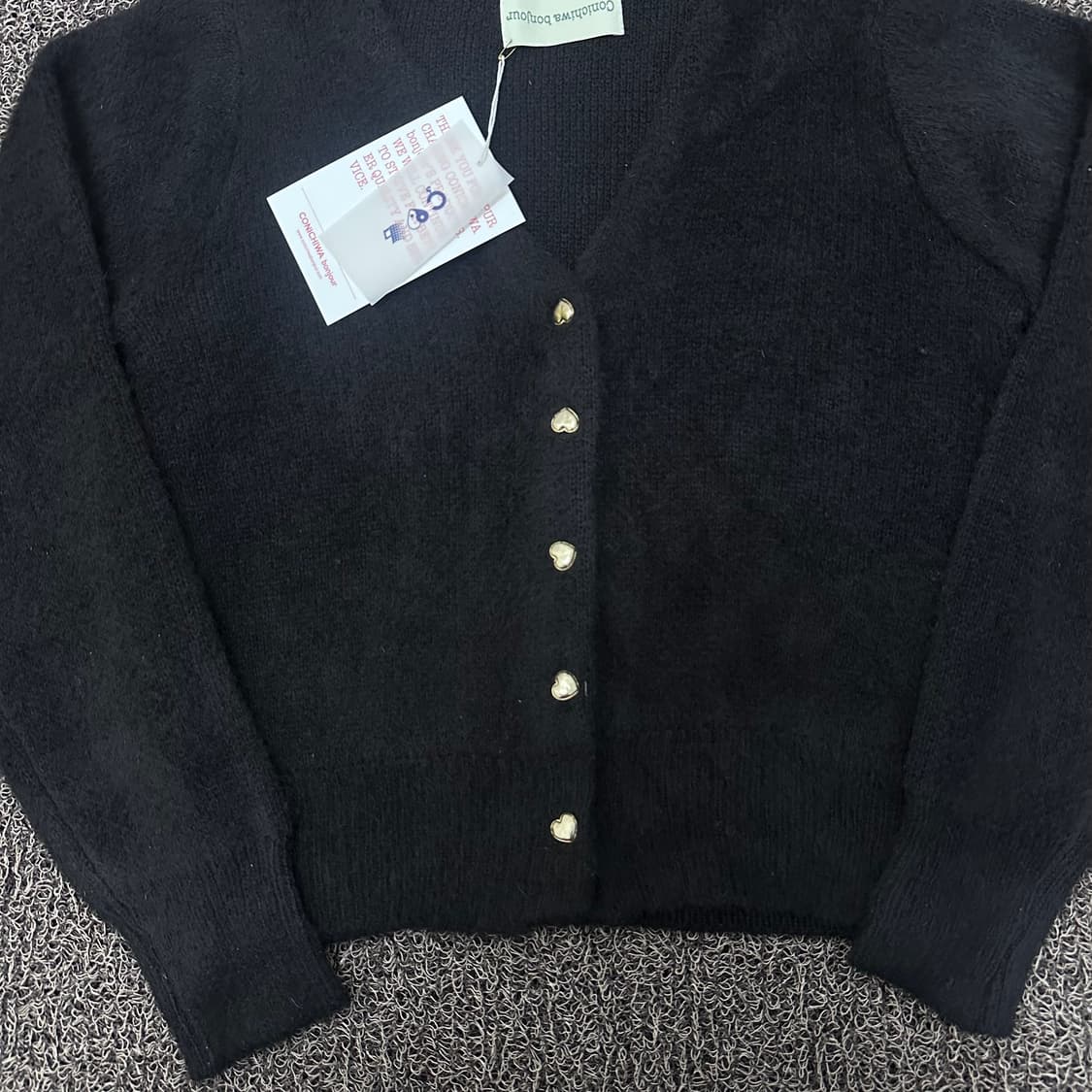[새상품] 곤니치와봉쥬르 여성 가디건 니트 블랙  상품이미지4