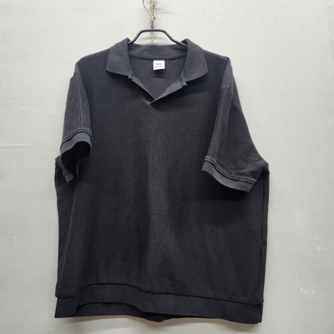 자라 ZARA 오픈 코튼 니트 반팔카라 XL(XL) 상품이미지1