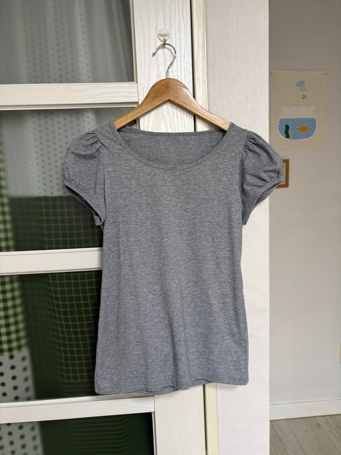 그레이 퍼프 소매 티셔츠 상품이미지1