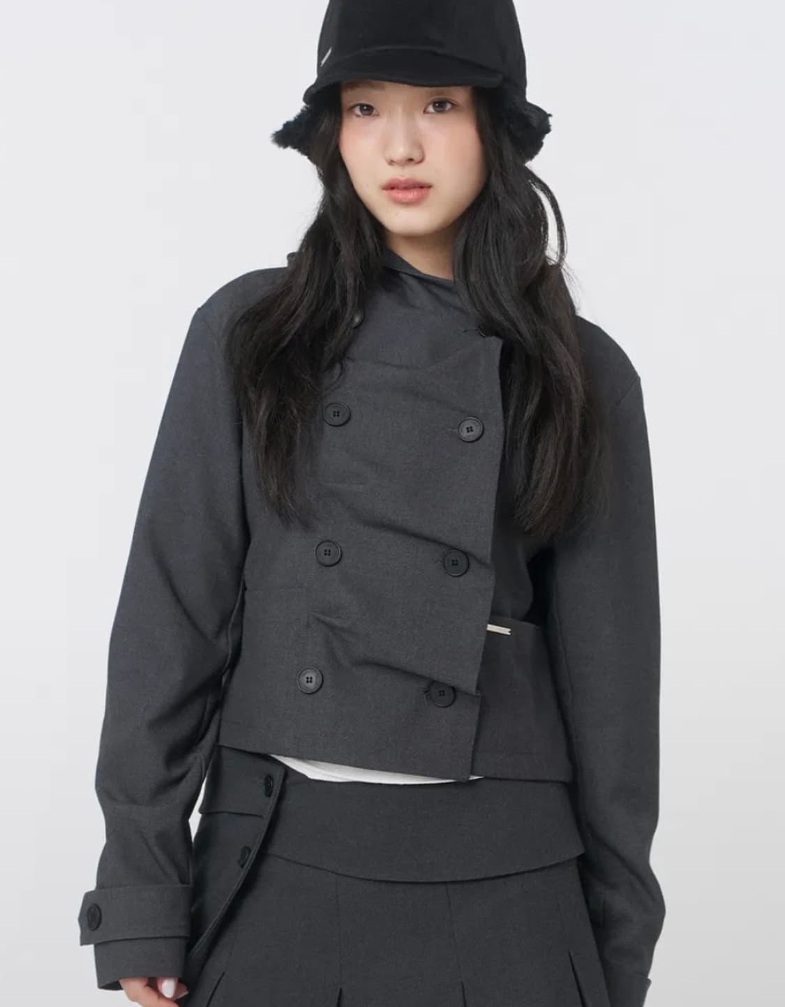 미세키서울 Cowl neck button Jacket CHARCOAL 상품이미지1