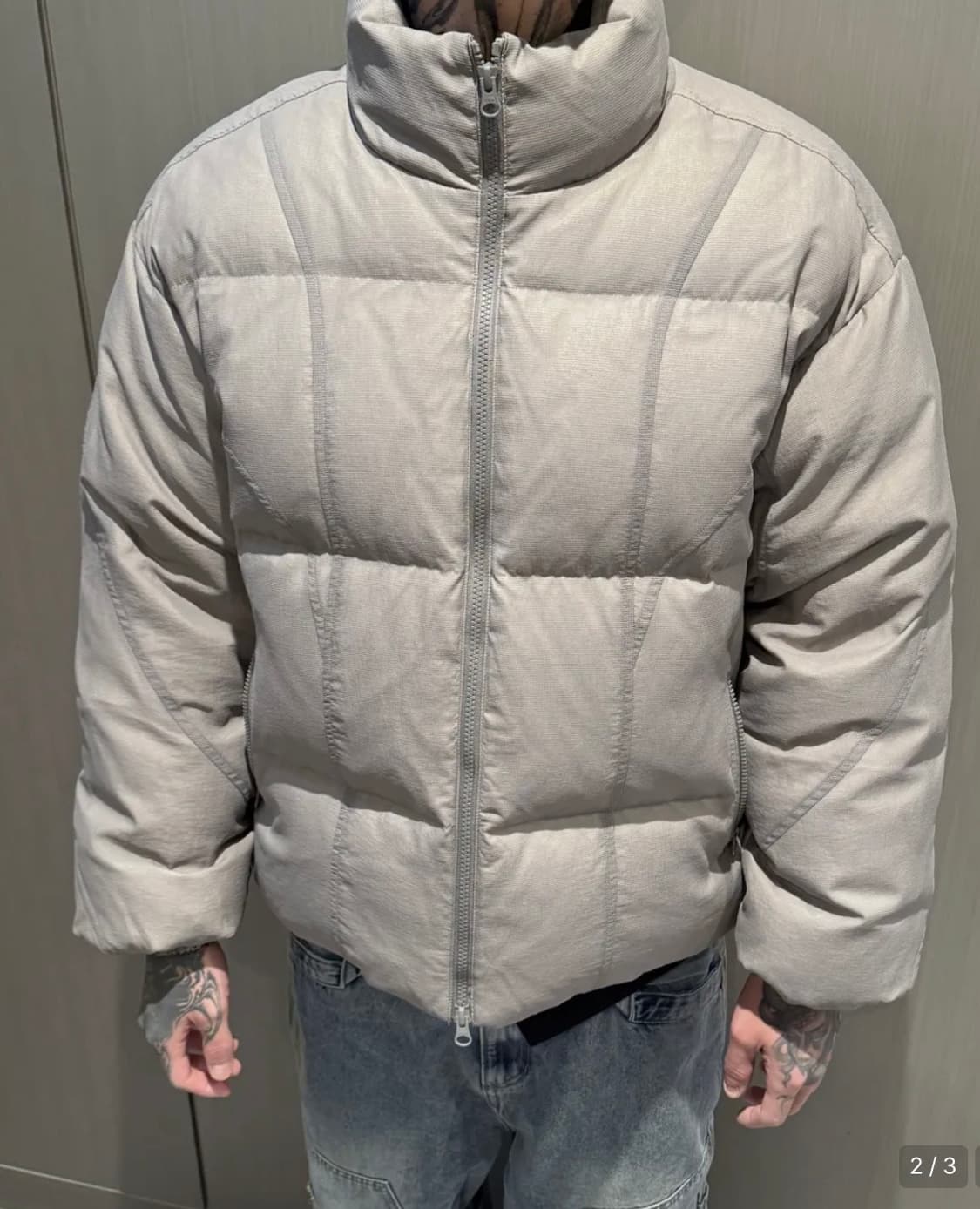 인사일런스 더블 레이어드 다운자켓 GREY BEIGE 상품이미지3