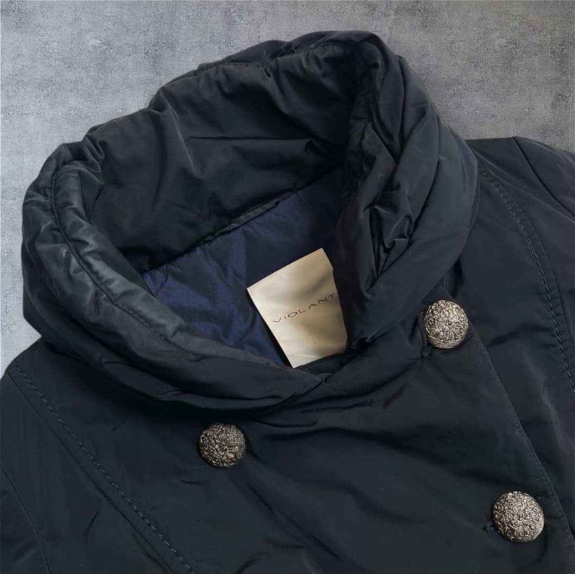 비올란티 Violanti 딥네이비 하이넥 더블버튼 다운 패딩 자켓 42 상품이미지2