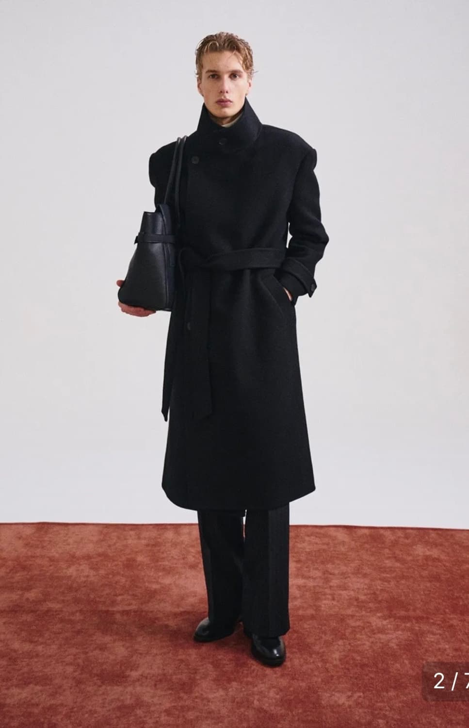 (Peq)BELTED TWILL WOOL  COAT  상품이미지2